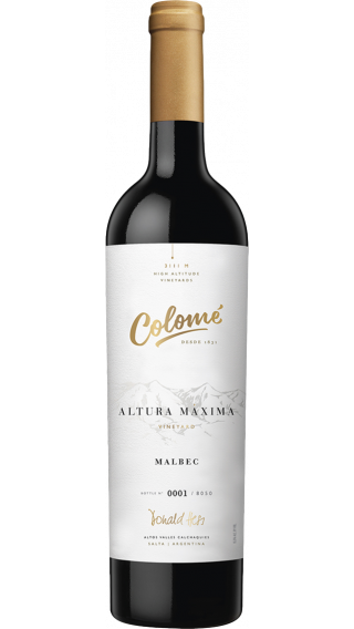 Bottle of Colome Altura Maxima Malbec 2016 wine 750 ml