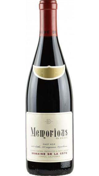 Bottle of Domaine de la Cote Memorious Pinot Noir 2017 wine 750 ml