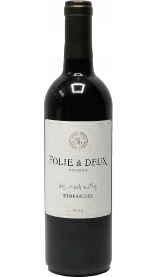 Bottle of Folie a Deux Dry Creek Valley Zinfandel 2016 wine 750 ml