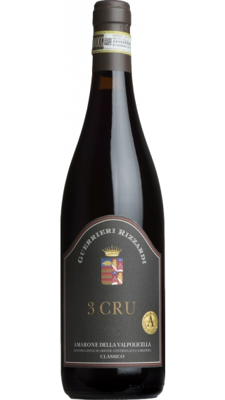 Bottle of Rizzardi 3 Cru Amarone Valpolicella 2016 wine 750 ml